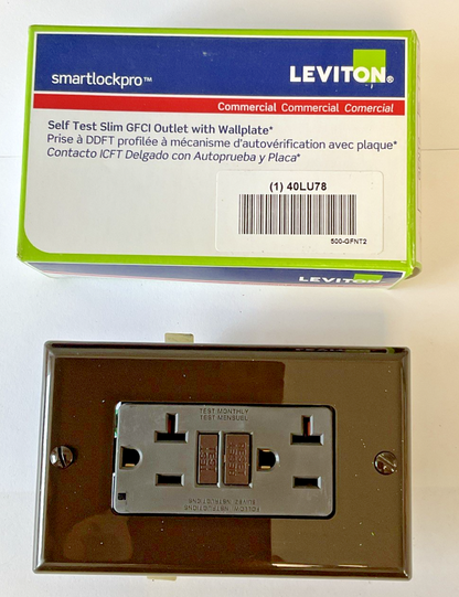 LEVITON GFNT2 GFCI OUTLET W/ WALLPLATE 20A 125V1