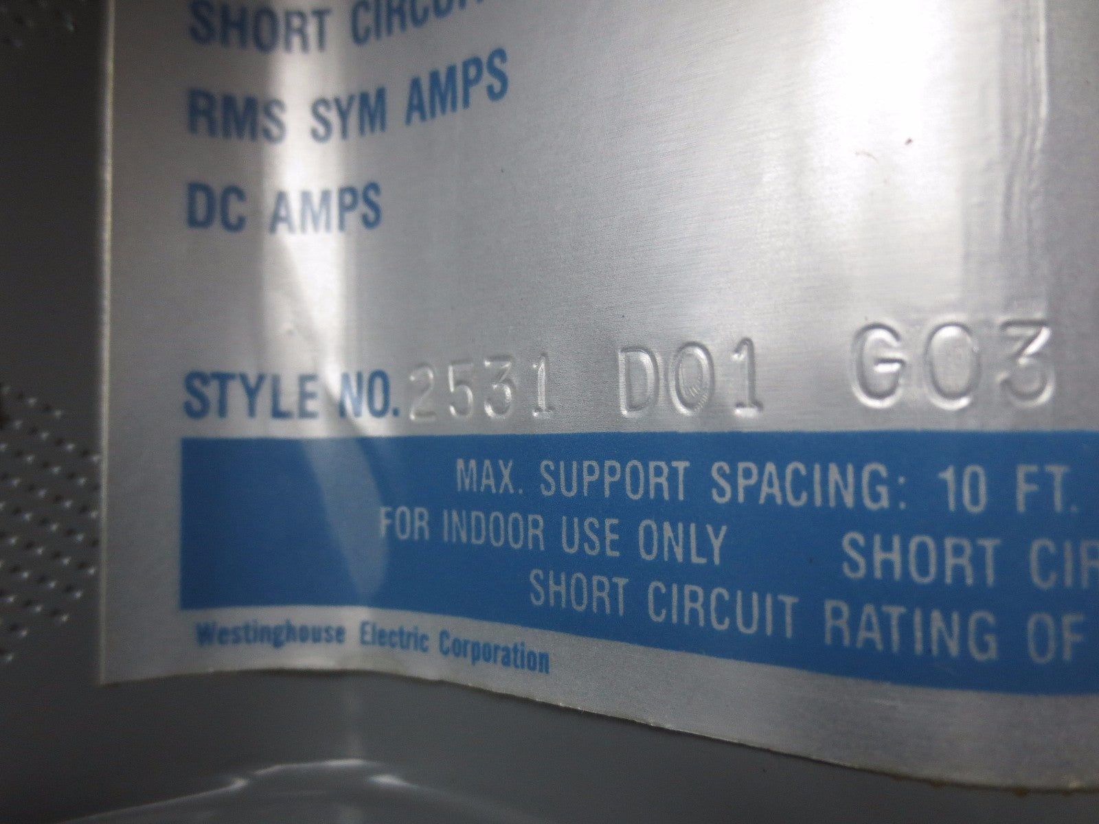 WESTINGHOUSE 2531D01G03 BUS DUCT POW-R-WAY END CLOSER - NEW SURPLUS 11