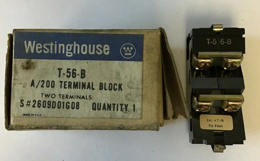 WESTINGHOUSE T56B A/200 TERMINAL BLOCK TWO TERMINALS 2609D01G080