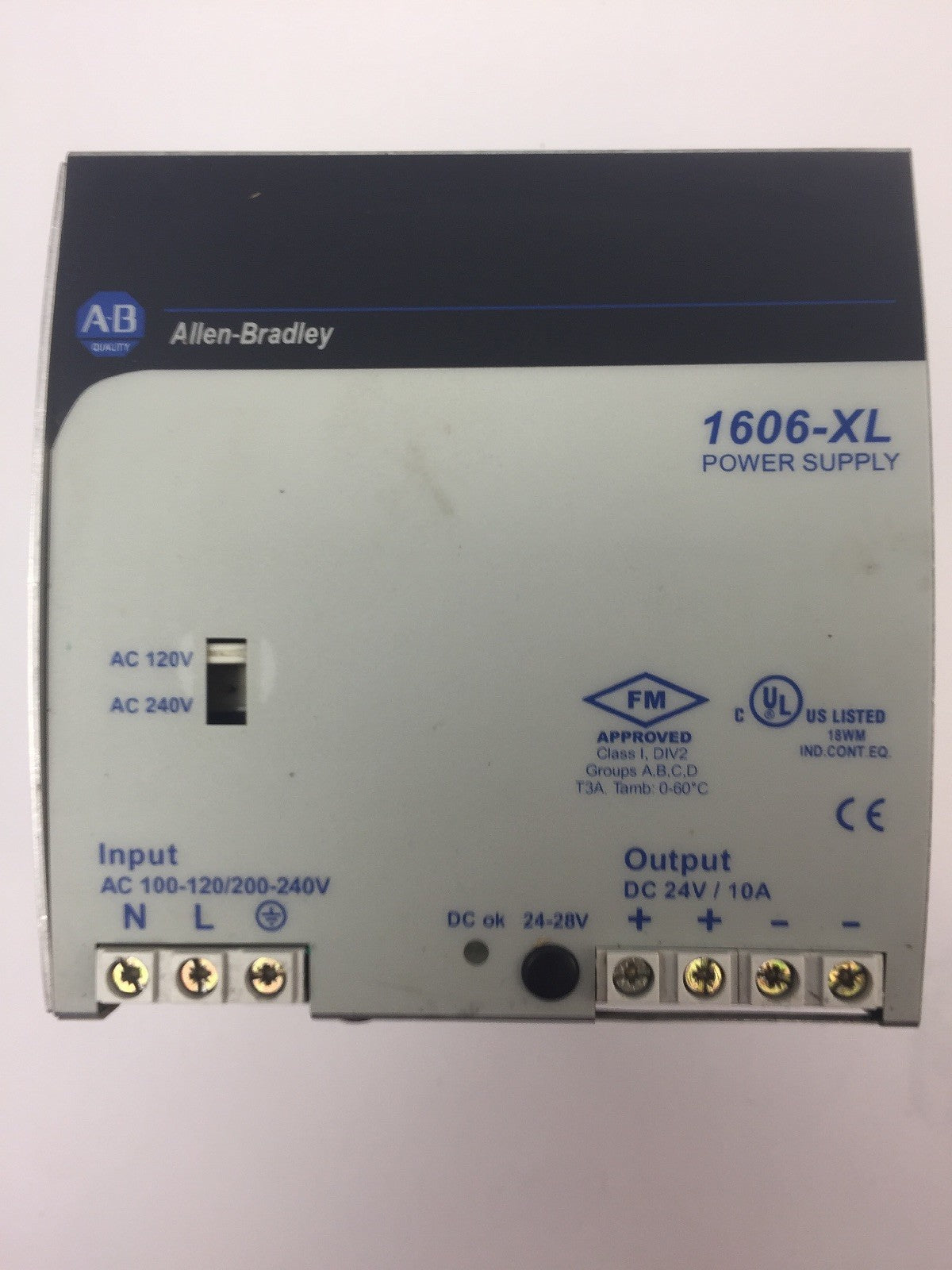 ALLEN BRADLEY 1606-XL240E POWER SUPPLY SER A OUTPUT DC 24-28V 10 A 0
