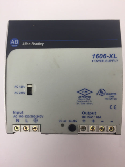 ALLEN BRADLEY 1606-XL240E POWER SUPPLY SER A OUTPUT DC 24-28V 10 A 0