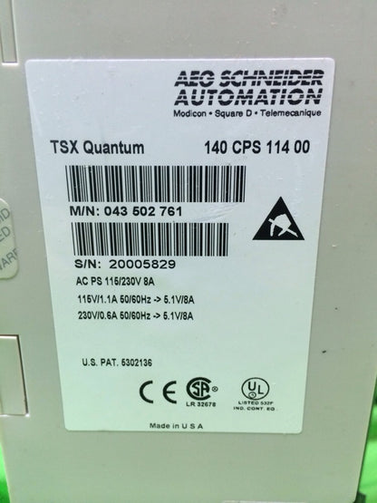 MODICON POWER SUPPLY MODULE 140CPS11400 8AMP 115/230VAC2