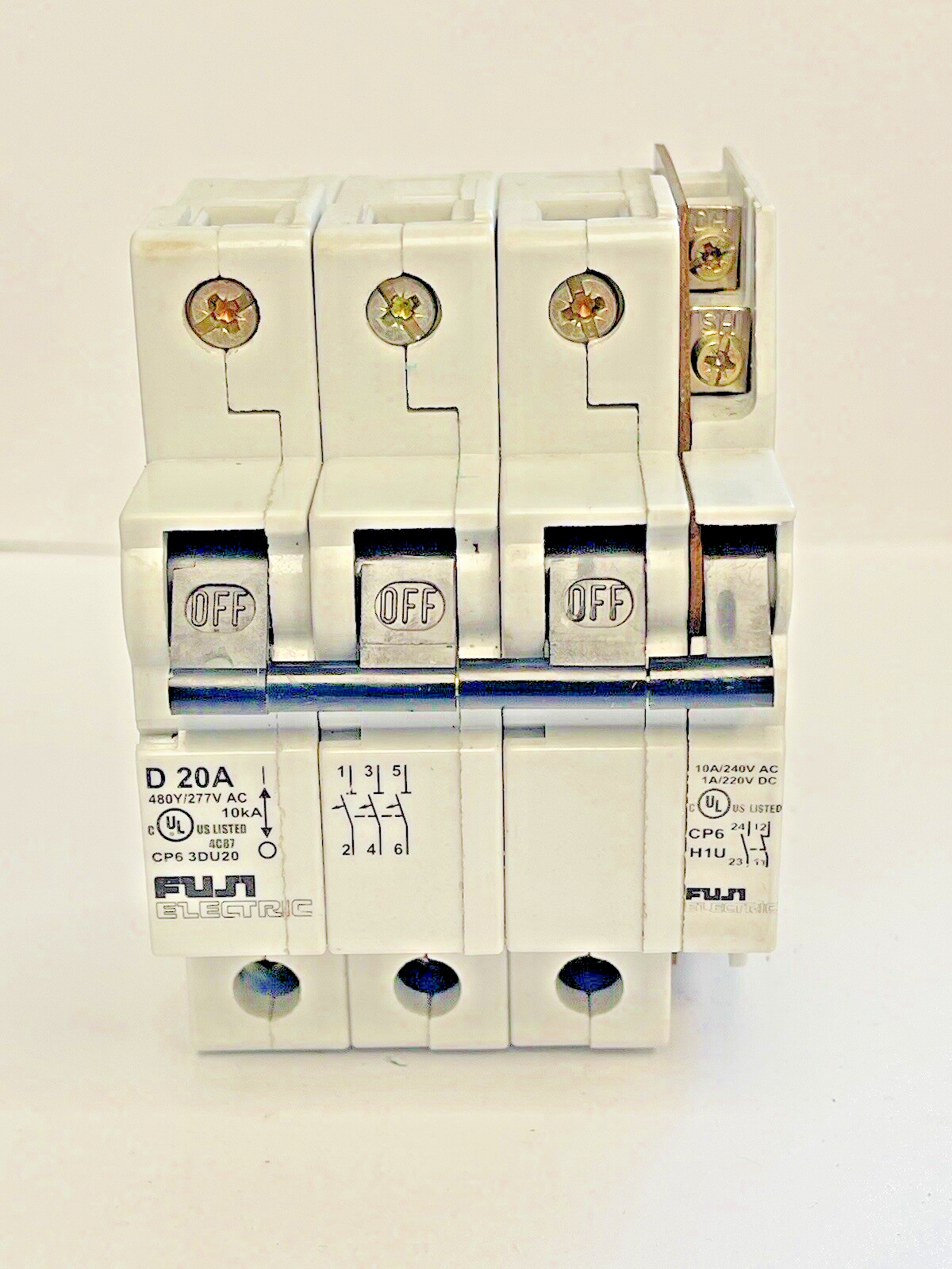 FUJI - CP6 3DU20 -20A MANUAL MOTOR CONTROLLER- 480/277 VAC & CP6 H1U AUX CONTACT1