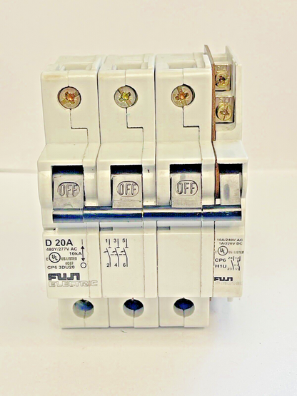 FUJI - CP6 3DU20 -20A MANUAL MOTOR CONTROLLER- 480/277 VAC & CP6 H1U AUX CONTACT1