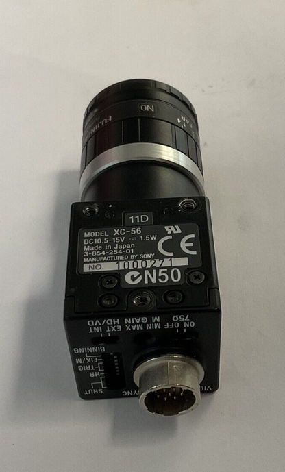 SONY XC-56 INDUSTRIAL CAMERA 15VDC W/FUJITRON HF12.5HA-1B LENS7