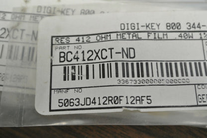 LOT of 31 / 5063JD412R0F12AF5 / BC 412XCT-ND RESISTORS 412 OHM, METAL FILM .40W0
