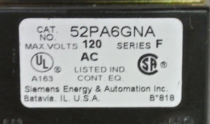 SIEMENS 52PA6GNA Ser. F - PUSH-TO-TEST BUTTON / PILOT LIGHT - NO LENS1