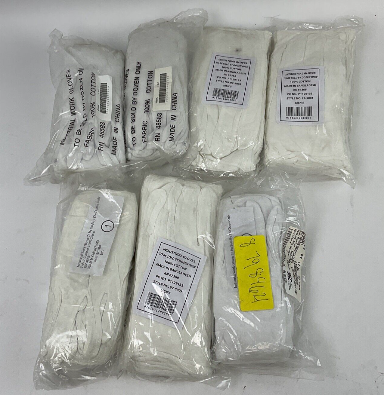 MSC WHITE COTTON INSPECTION GLOVES. PACKS OF 12 ***LOTOF7***1