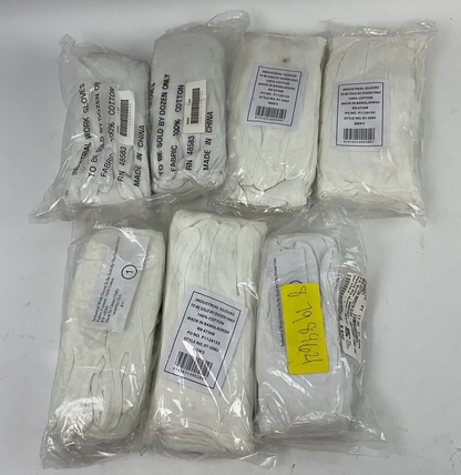 MSC WHITE COTTON INSPECTION GLOVES. PACKS OF 12 ***LOTOF7***1