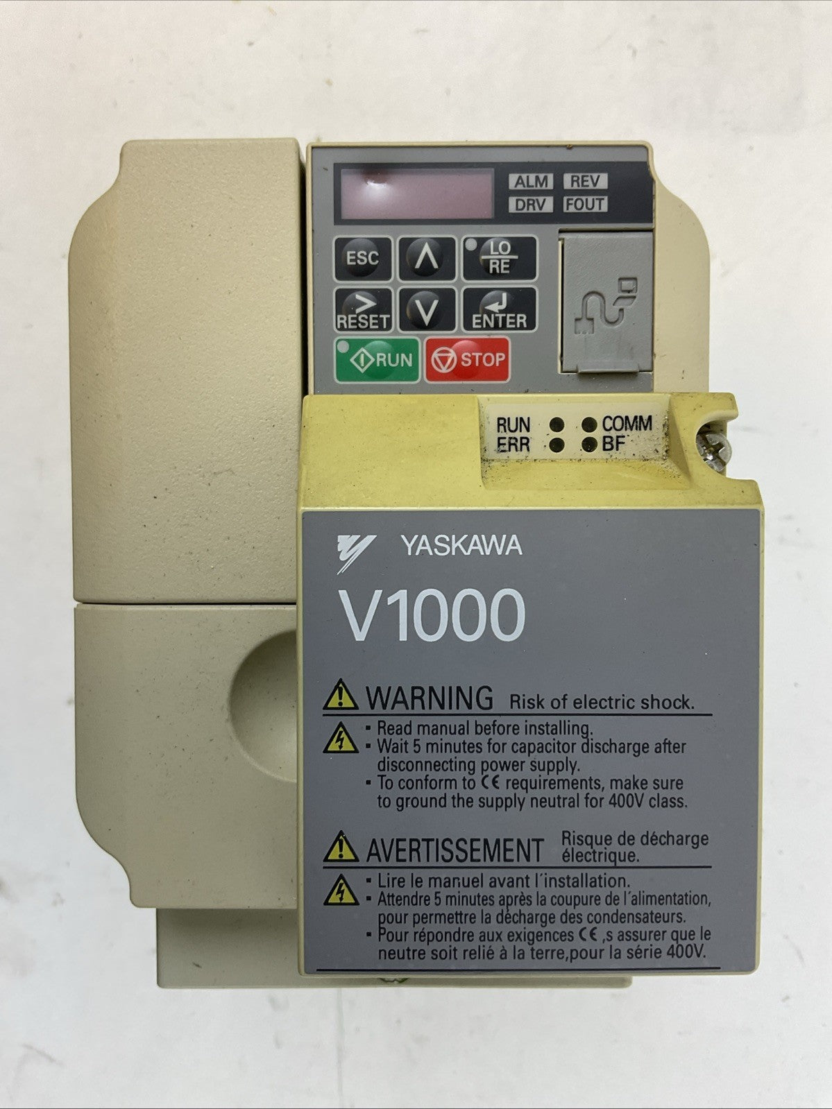 YASKAWA CIMR-VU4A0005FAA REV: D V1000 AC DRIVE OUTPUT 3PH 0-480V 5.4/4.8A0
