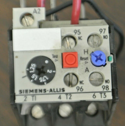 SIEMENS -ALLIS OLR0200CS1 OVERLOAD RELAY 1.25-2.0A  4