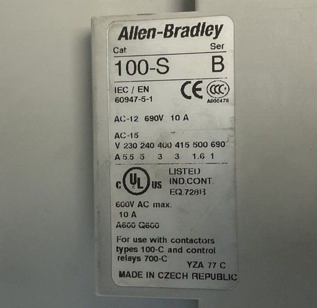 ALLEN BRADLEY 100-C60*00 CONTACTOR SER.B 600VAC 100A 6KV W/100S AUX SER.B3