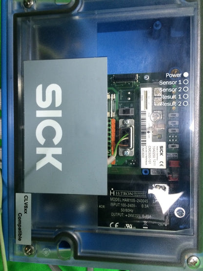 SICK OPTIC CLV650-0120 BARCODE SCANNER & CDM420-0102 POWER SUPPLY W/ WL18-3P4301