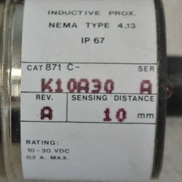 ALLEN-BRADLEY 871C-K10A30 CYLINDRICAL INDUCTIVE PROXIMITY SWITCH / 10-30VDC 30mm1