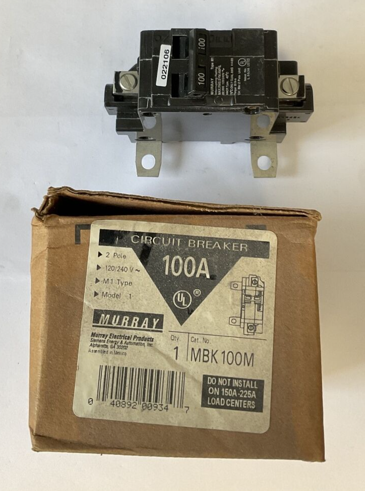 MURRAY M1 100A CIRCUIT BREAKER 120/240VAC 2POLE MODEL 10