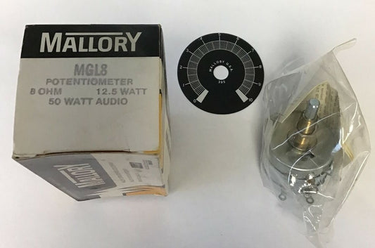 MALLORY MGL8 POTENTIOMETER 8OHM 12.5WATT  50WATT AUDIO0