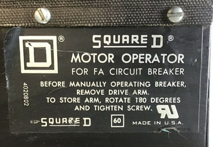 SQUARE D FA MOTOR OPERATOR FOR FA CIRCUIT BREAKER5