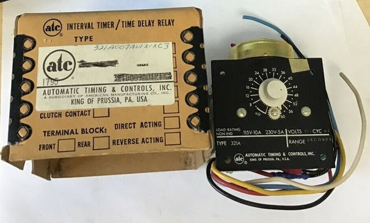 ATC 321A-007-A-01X1XC3 TIME DELAY RELAY TYPE 321A 115VOLTS 60CYC0