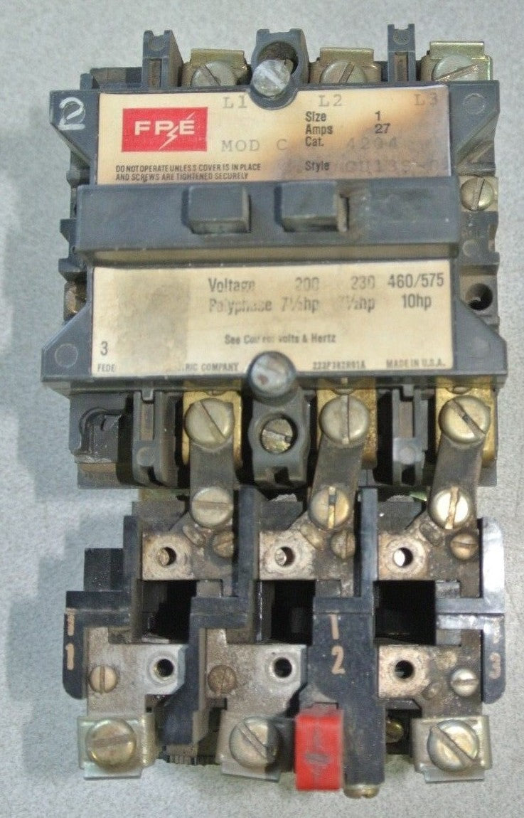 FPE / FEDERAL PACIFIC ELECTRIC 4204 STARTER - MODEL C - 110/115V COIL0