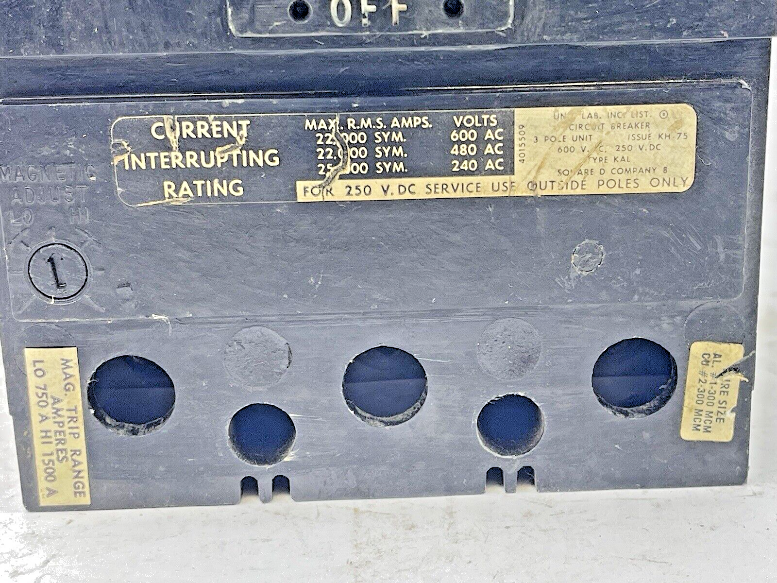 SQUARE D - KAP-36150 - CIRCUIT BREAKER - 150 AMP, 3 POLE, 600 VAC6