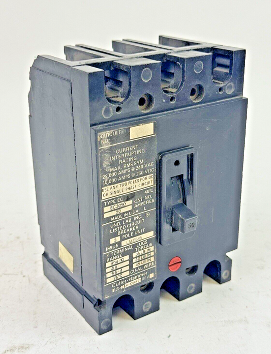 CUTLER-HAMMER - EC3050 - CIRCUIT BREAKER - 50 A, 240 VAC, 3 POLE0