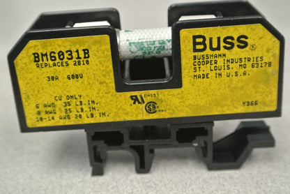 LOT of 3 / BUSS / BUSSMANN BM6031B FUSE HOLDER / 600V / 30A1