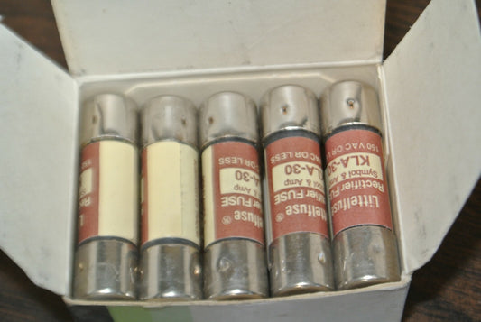 BOX of 10 / LITTELFUSE KLA30 RECTIFIER FUSE / 30A / 130V / NEW SURPLUS0
