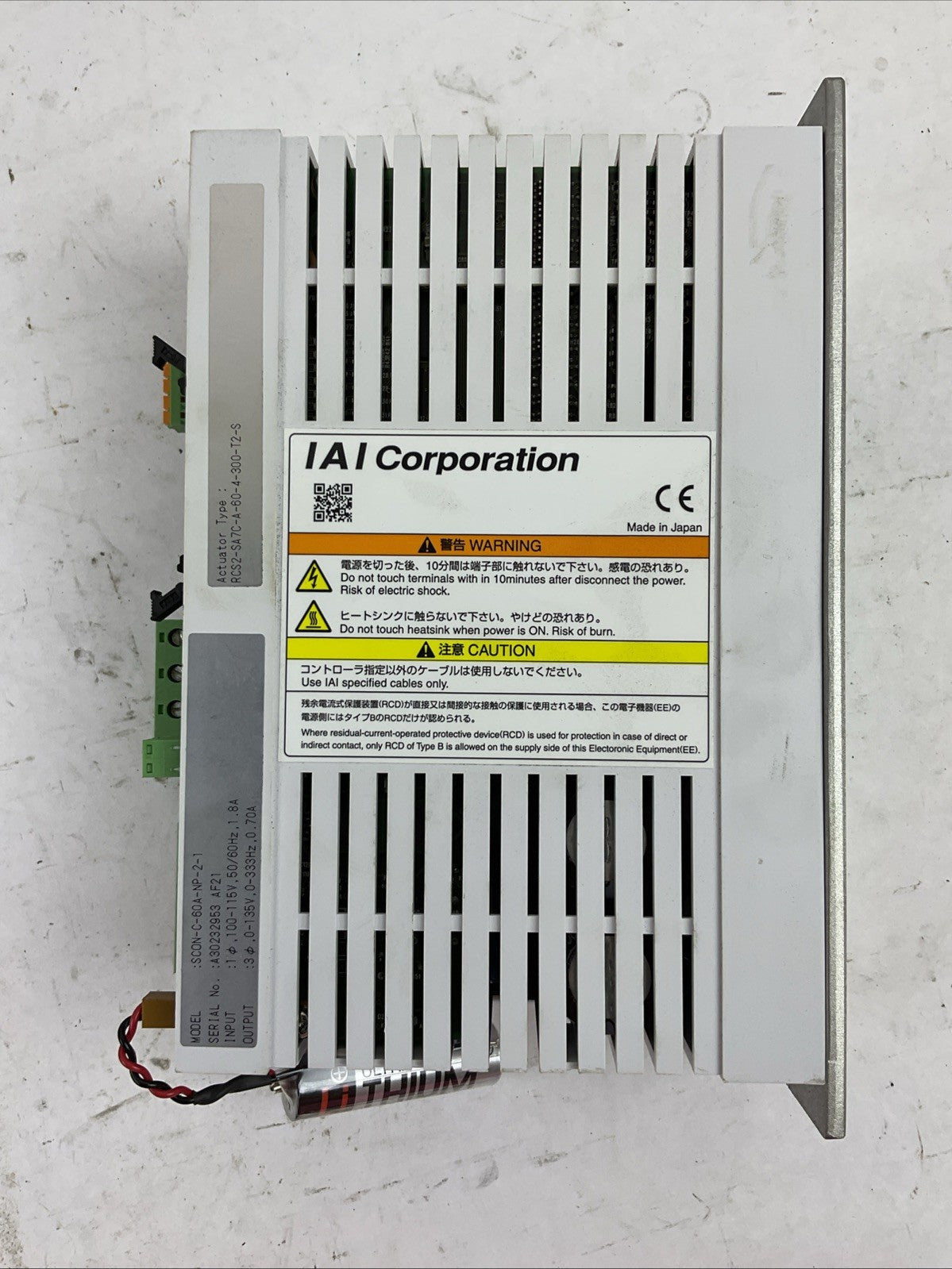 IAI SCON-C-60A-NP-2-1 SERVO CONTROLLER OUTPUT 0-135V RCS2-SA7C-A-60-4-300-T2-S3