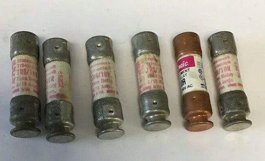 GOULD TRIONIC TR6/10R TIME DELAY FUSE 6/10AMPS 250VAC CLASS RK5***LOTOF6***0