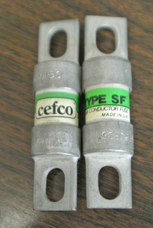 LOT of 2 CEFCO SEMICONDUCTOR FUSES / 1 ea. SF50P35 & SF50P50 / NEW SURPLUS0