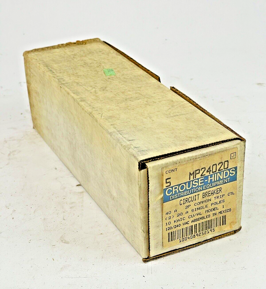 CROUSE-HINDS *BOX OF 5* - MP24020- 2 POLE,20/40/40/20 A, 240 VAC CIRCUIT BREAKER0