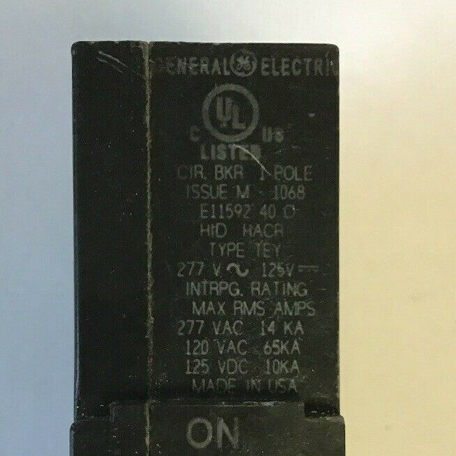 GE TEY120 1POLE 20 20AMP CIRCUIT BREAKER 277VAC/125VDC 65ka***(LOTOF10)***1