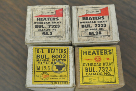 LOT of 7 / SYLVANIA / CLARK OVERLOAD RELAY HEATERS S1.26, S5.3, S-11.5, M12.50