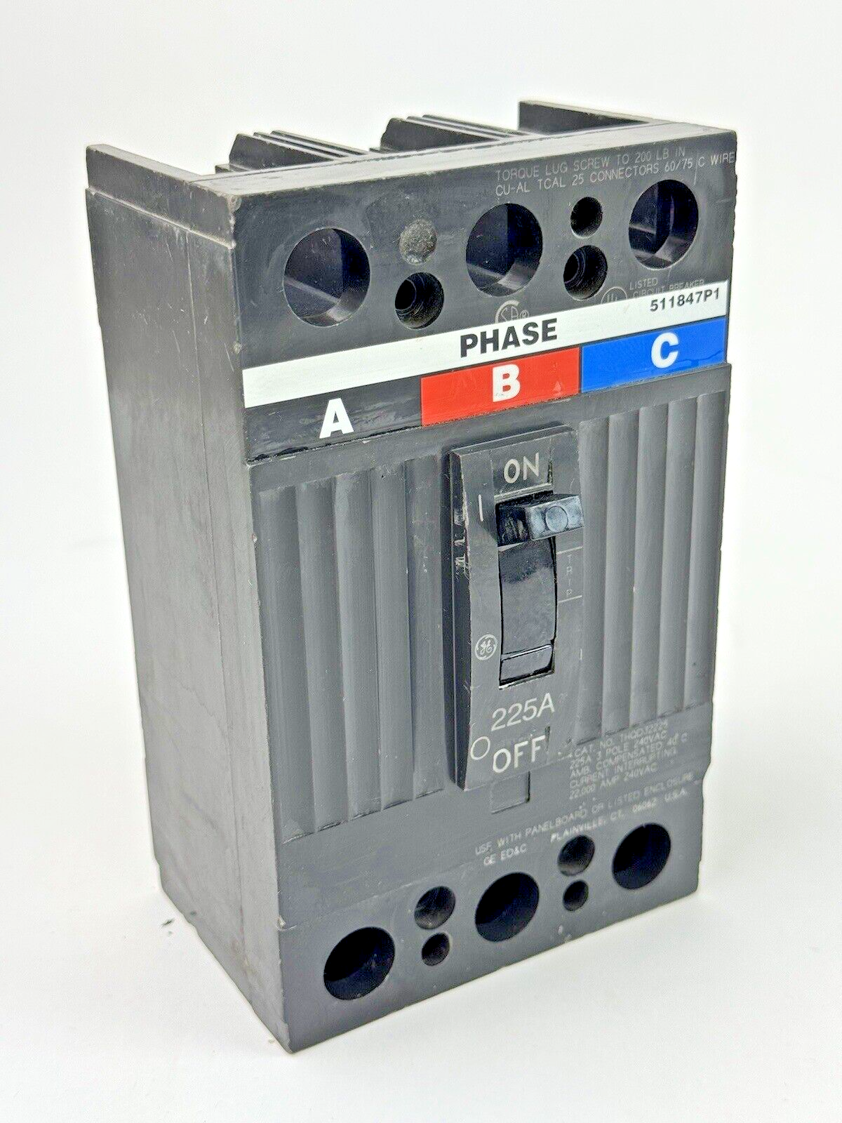 GE - THQD32225 - MOLDED CASE CIRCUIT BREAKER - 3 POLE/225A/240 VAC0