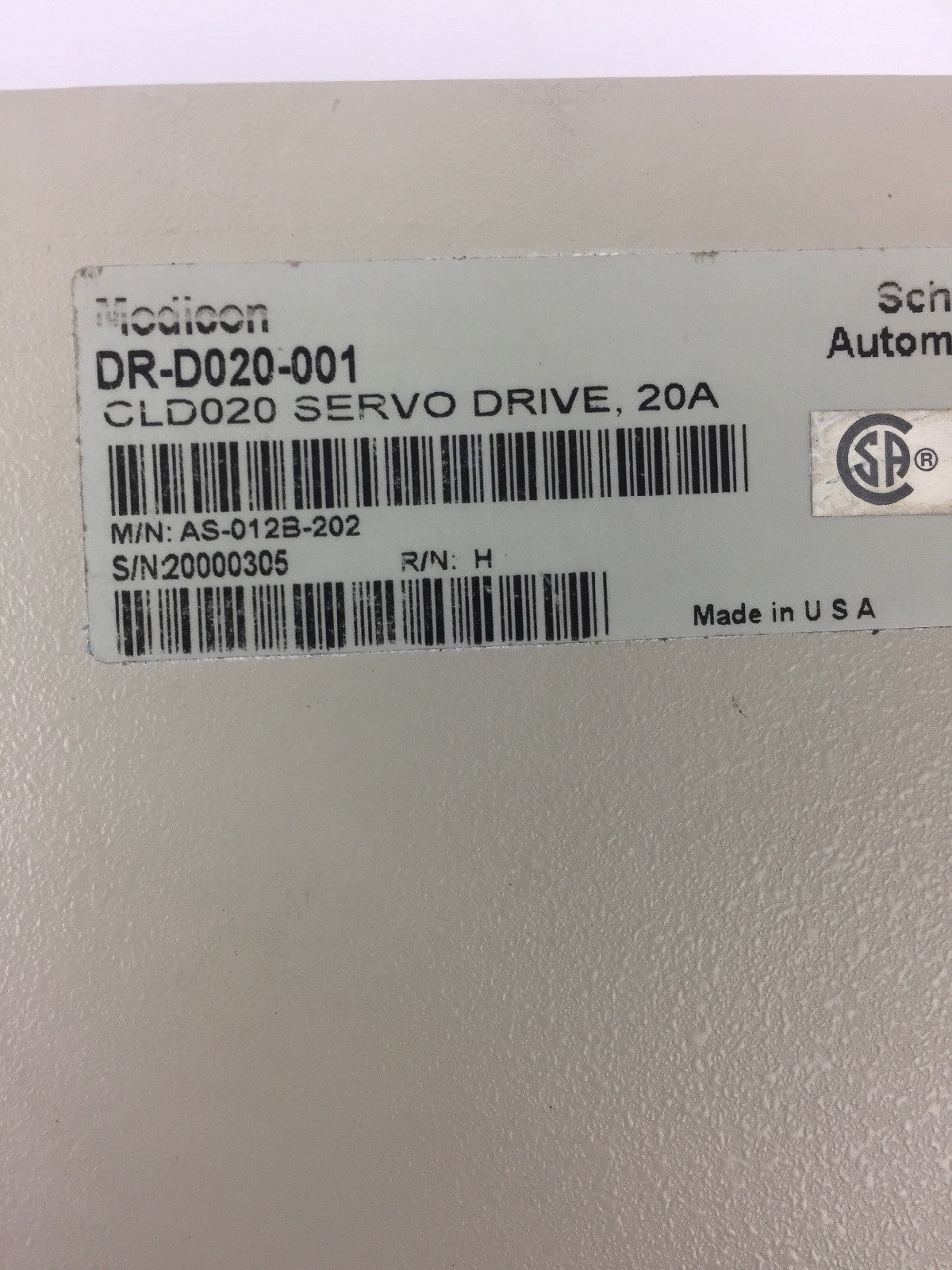 MODICON DR-D020-001 CYBERLINE 1000D SERVO DRIVE 1