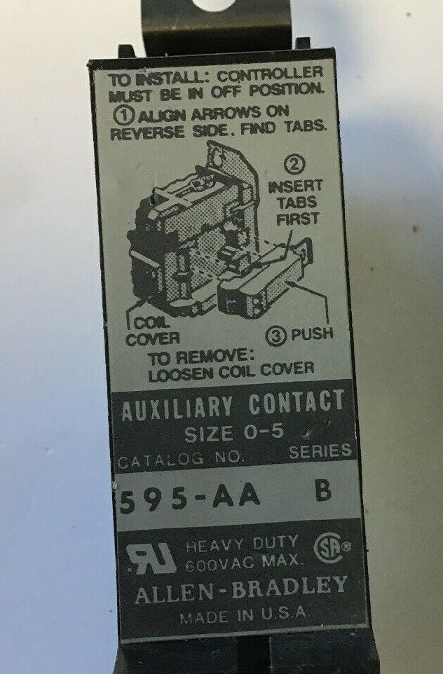 Allen Bradley 595-AA SER.B Auxiliary Contact Size 0-5***LOTOF2***1