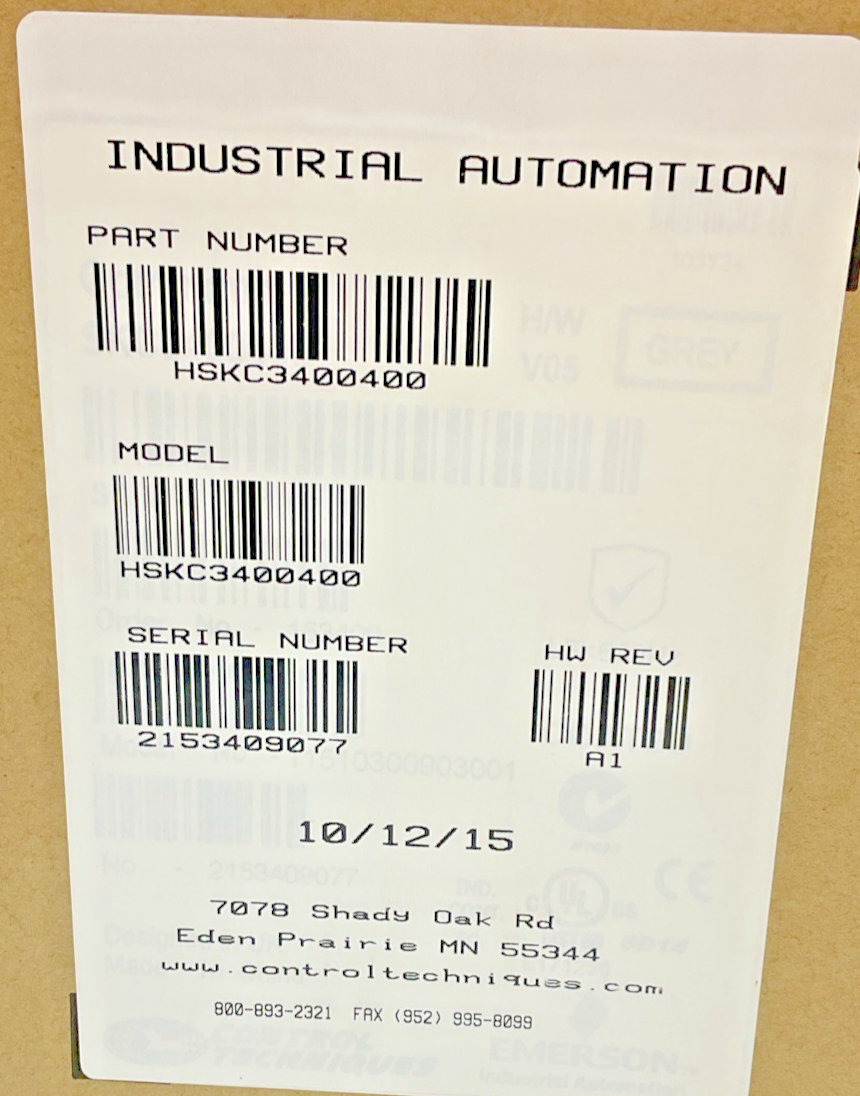 CONTROL TECHNIQUES SKC3400400 DRIVE 4.0KW 11.9A 480V9