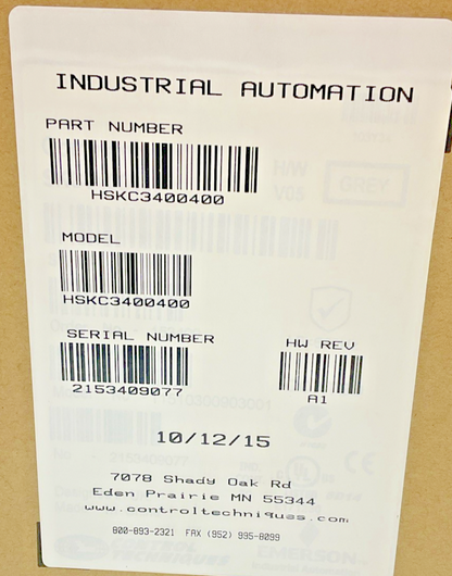 CONTROL TECHNIQUES SKC3400400 DRIVE 4.0KW 11.9A 480V9
