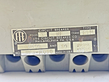 ITE / SIEMENS - HF3-M050 - CIRCUIT BREAKER - 50 AMP, 250 DC, 600 VAC, 3 POLE2