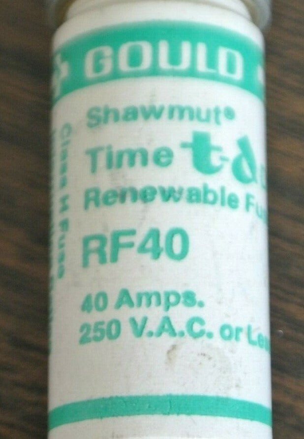 GOULD-SHAWMUT RF40 RENEWABLE FUSE / 40A / 250V / NEW SURPLUS / EACH1
