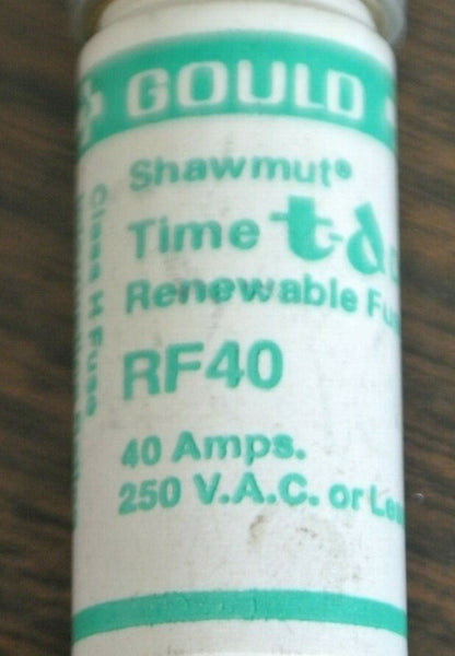 GOULD-SHAWMUT RF40 RENEWABLE FUSE / 40A / 250V / NEW SURPLUS / EACH1