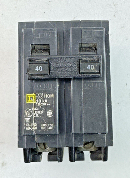 SQUARE D **LOT OF 8** HOM240 - CIRCUIT BREAKERS - 2 POLE/ 40 A/ 240 VAC3