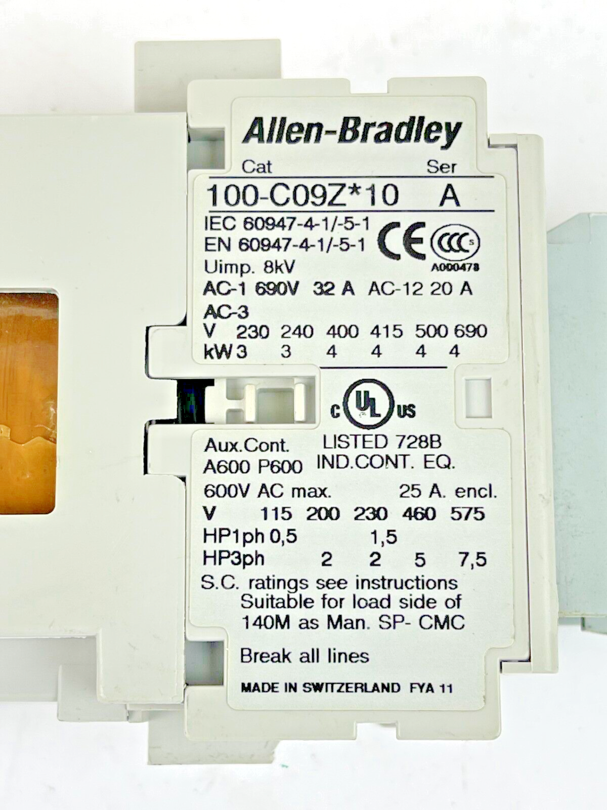 ALLEN BRADLEY - 100-C09Z*10 SER. A 25VDC COIL CONTACTOR & 100-F SER. B CONTACTOR1