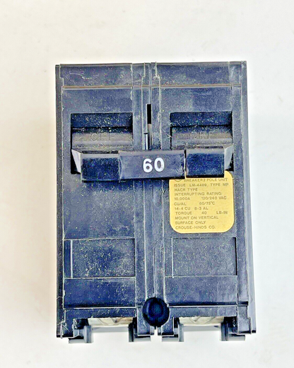 CROUSE-HINDS *BOX OF 5*-MP260- 2 POLE, 60 A, 240 VAC FULL-SIZE CIRCUIT BREAKER3