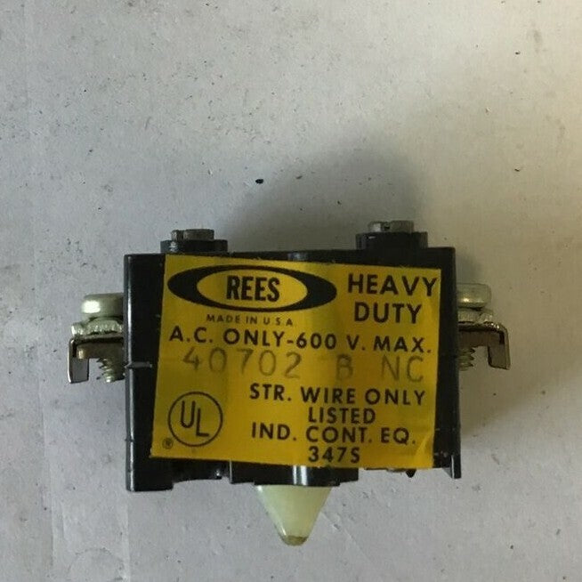 REES 40702 B NC AUXILIARY CONTACT 600VAC ***LOTOF10***2