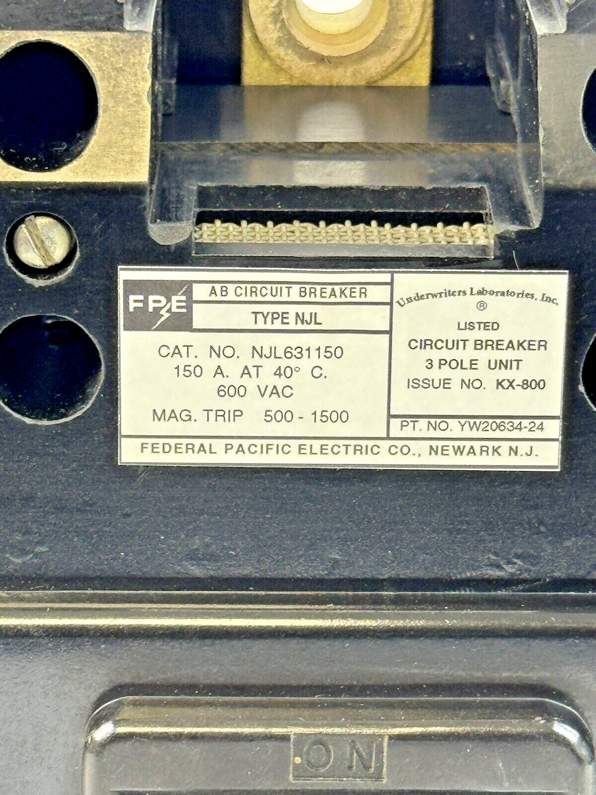 FPE - NJL631150 - MOLDED CASE CIRCUIT BREAKER - 150 A, 3 POLE, 600 VAC - NEW2