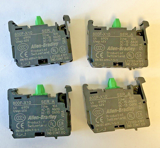 ALLEN BRADLEY 800F-X10 CONTACT BLOCK SER.A 690V 4KV 10A ***LOTOF4***0