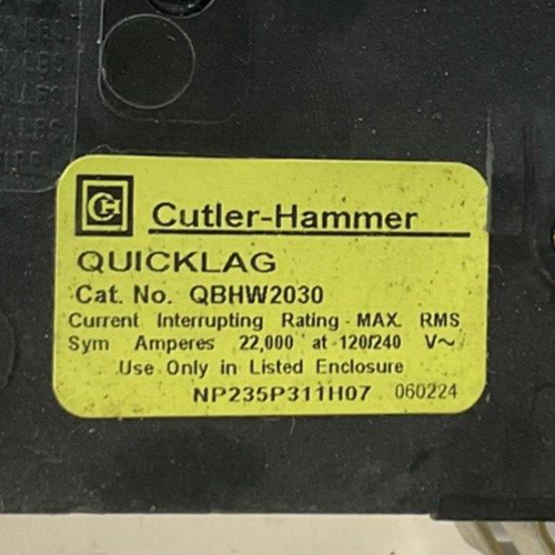 CUTLER HAMMER QBHW2030 CIRCUIT BREAKER 120/240VAC 2POLE1