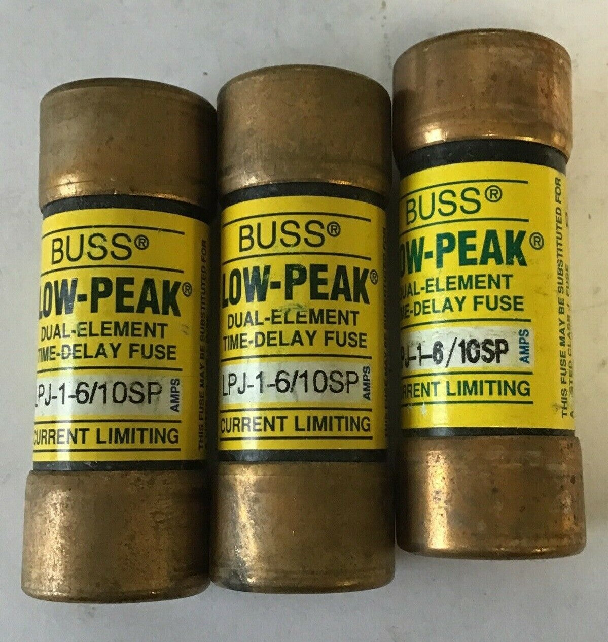 BUSS LPJ-1-6/10SP FUSE DUAL ELEMENT TIME-DELAY 600VAC CLASS J ***LOTOF3****0