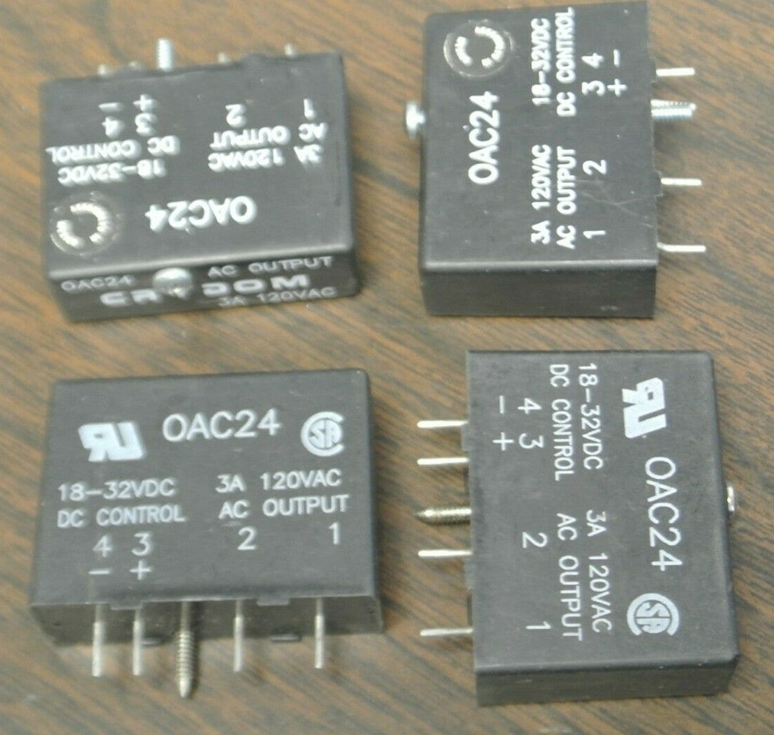 LOT of 4 / CRYDOM OAC24 AC OUTPUT MODULE / 3A 120VAC / 18-32VDC3